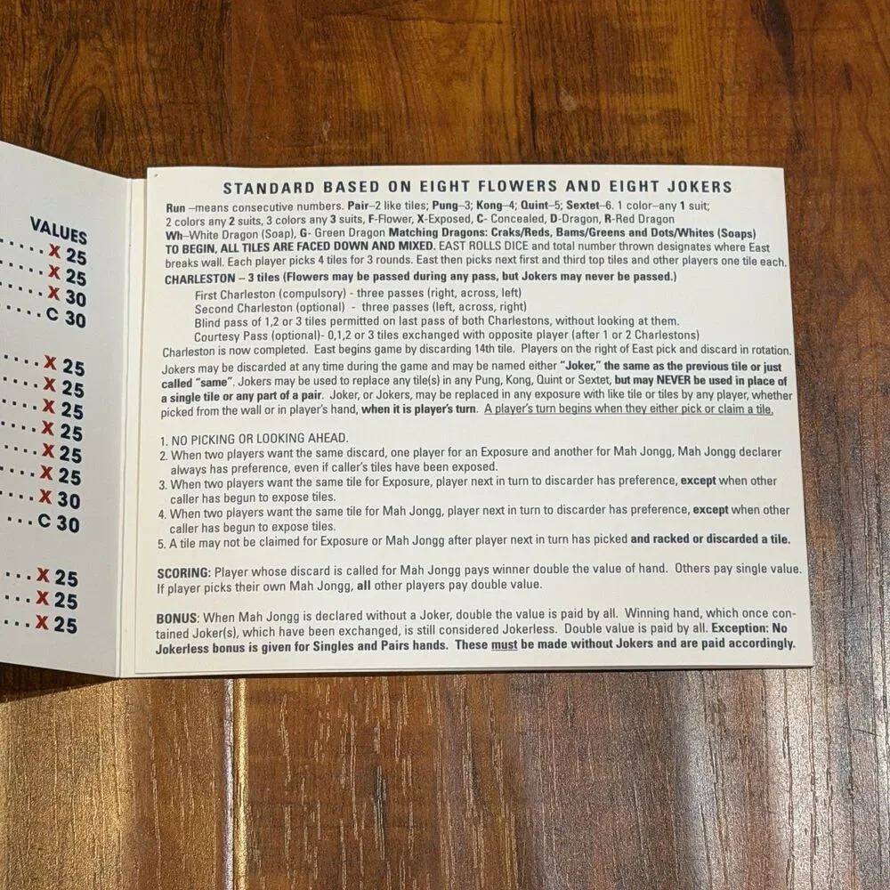 Lot of (2) National Mah Jongg League Official Hands & Rules Card - 2021 & 2022